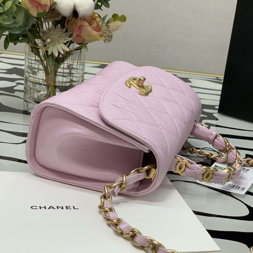 Chanel Mini Flap Bag Pink with top handle