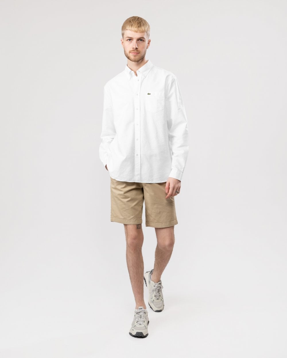 Lacoste Mens Casual Long Sleeve Woven Shirt - White 001