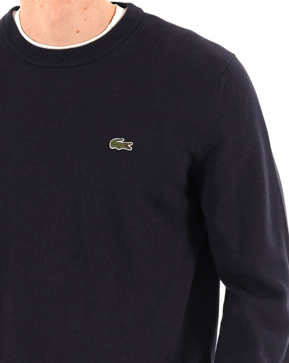 Lacoste Cotton Blend Crew Knit Navy