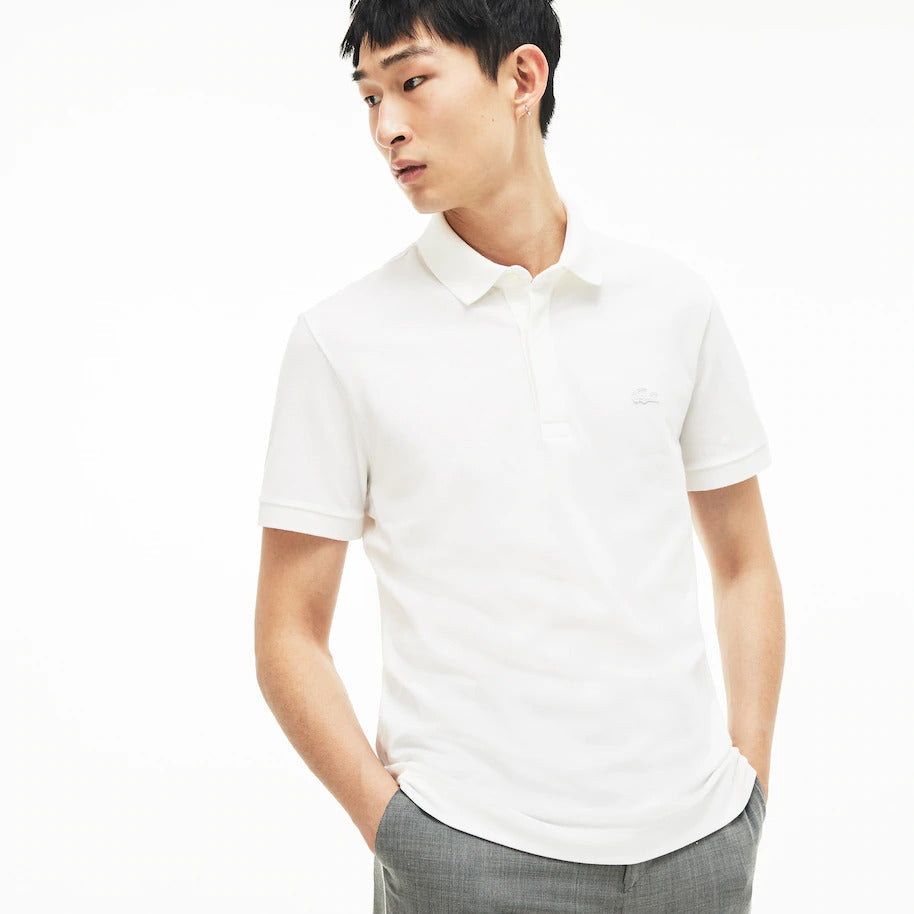 Lacoste Regular Fit Stretch Cotton Paris Polo  - White