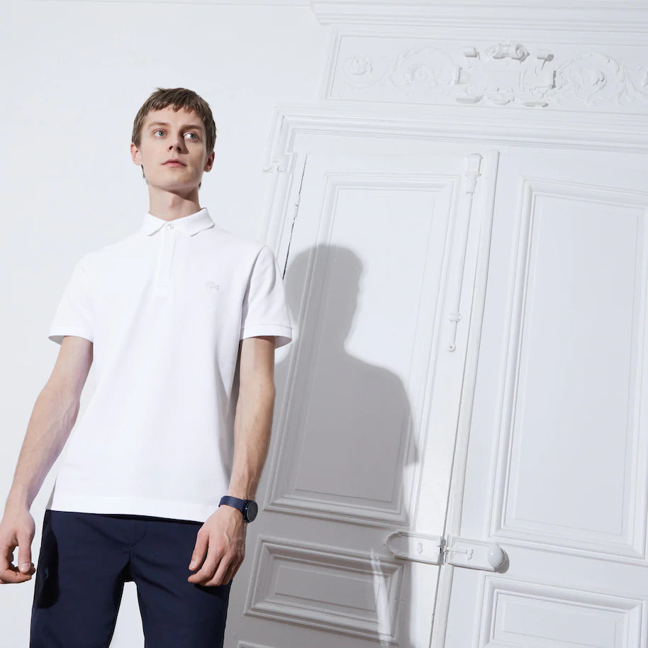 Lacoste Regular Fit Stretch Cotton Paris Polo  - White