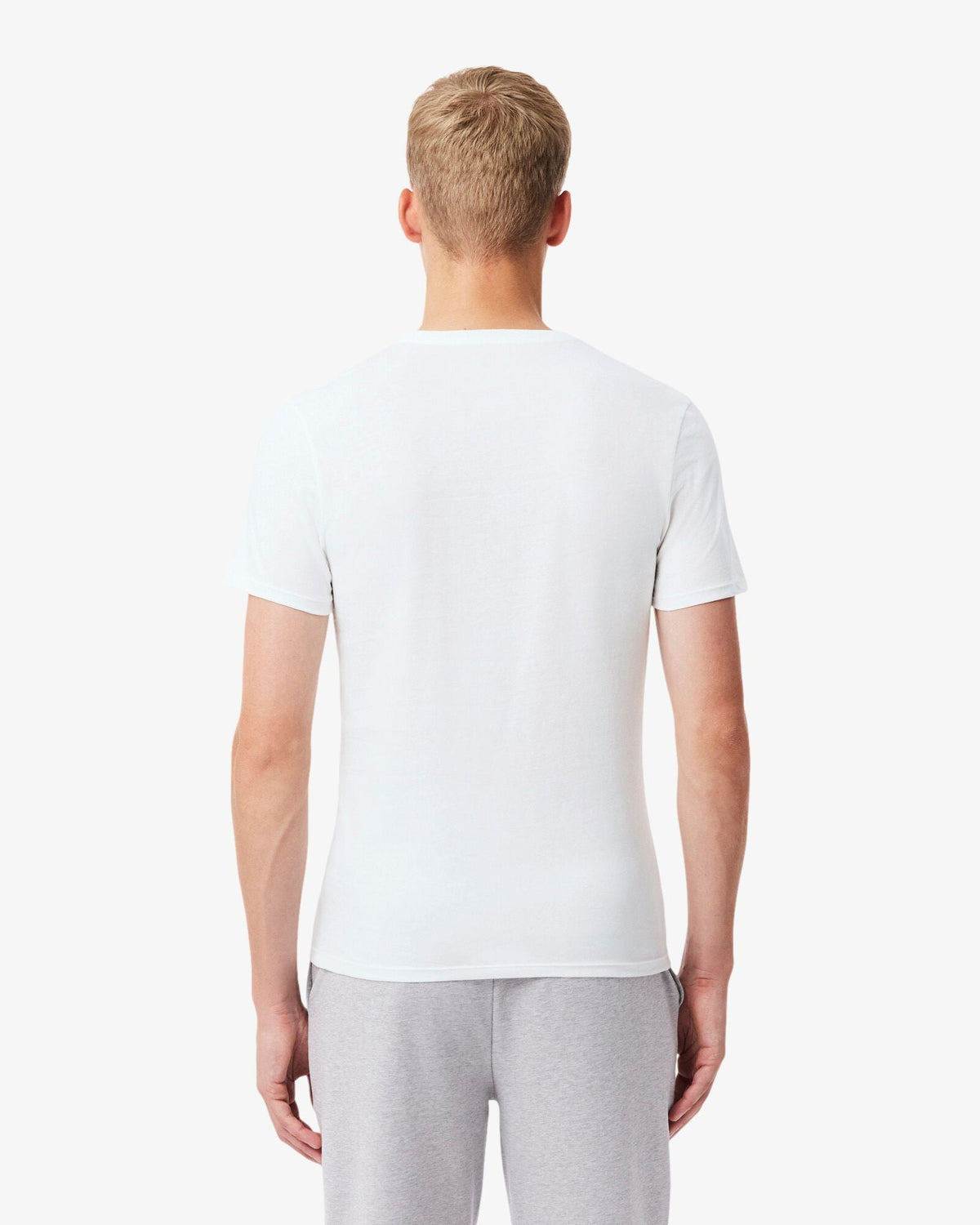 Lacoste Mens 3-Pack Plain Mens T-Shirts - White/Silver Chine-Black BXY