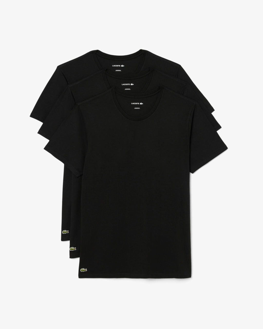 Lacoste 3-Pack Cotton Crew Neck Mens T-Shirts - Black 031